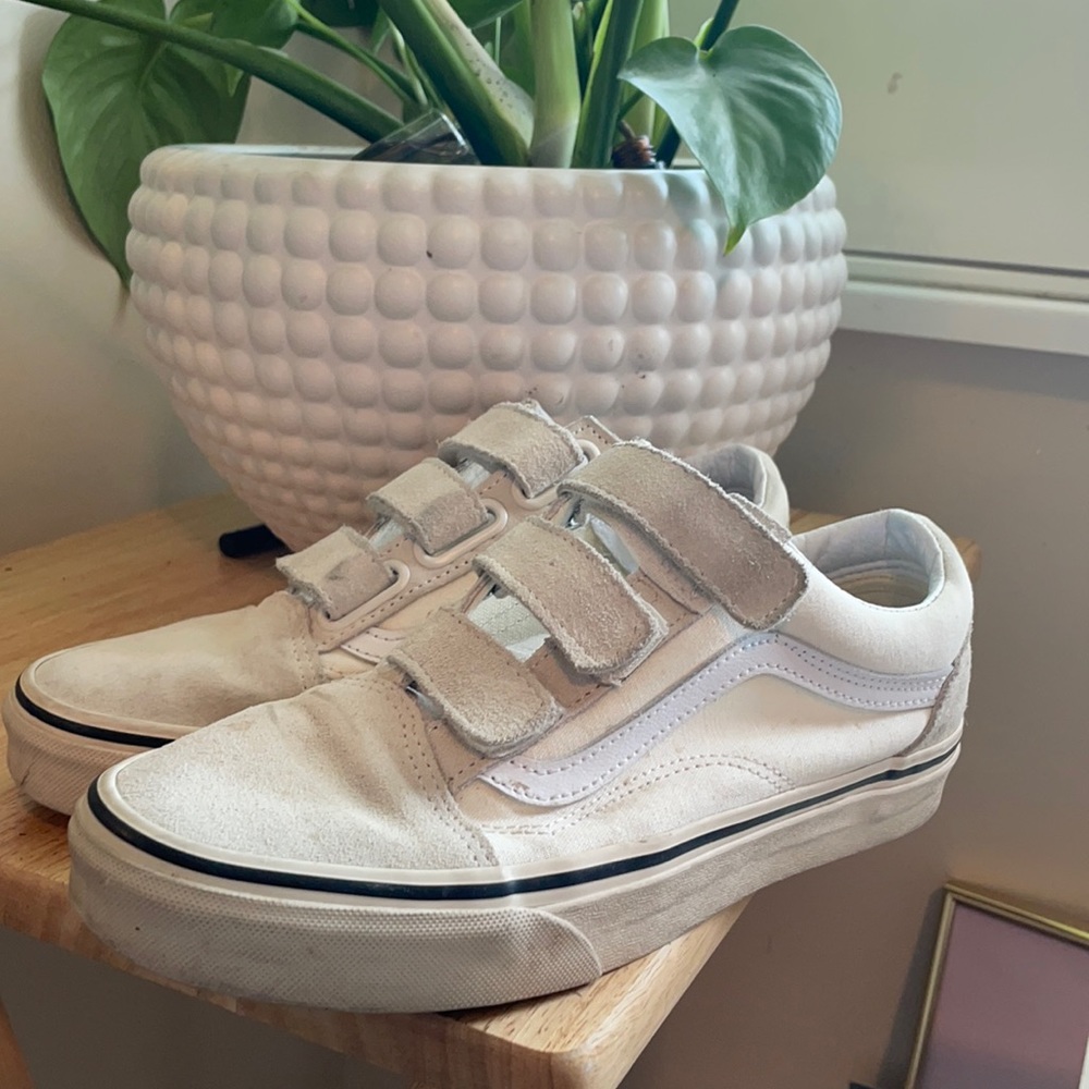 Vans Old Skool V Velcro Shoe in Cream